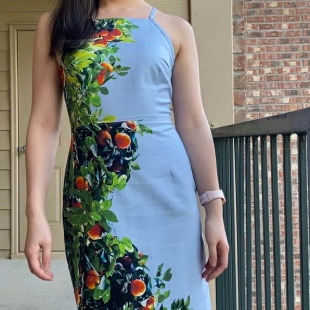 ❤️ Absolutely stunning Maeve Orange Bough Floral Blue Sleeveless Dress size 14 - Picture 2 of 9